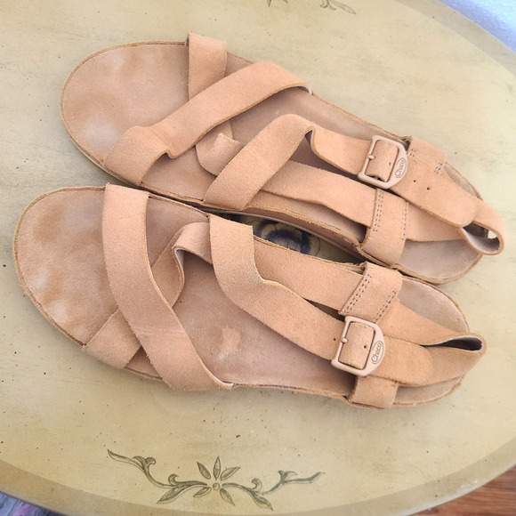Chaco Wayfarer US 11 Tan Brown Soft Leather Strappy Sandals Boho Casual Beachy - Picture 5 of 10